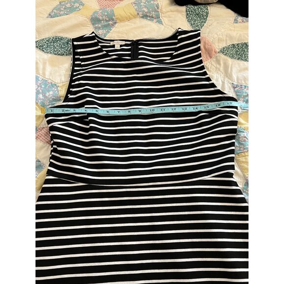 Talbots Stripe Sleeveless Skater Dress Fit Flare Black White Knit  Med Petite MP - Picture 7 of 9